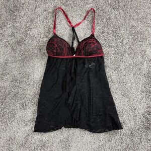 NEW‎ Womens Black Babydoll Chemise Lingerie Medium Romantic Coquette Nightwear